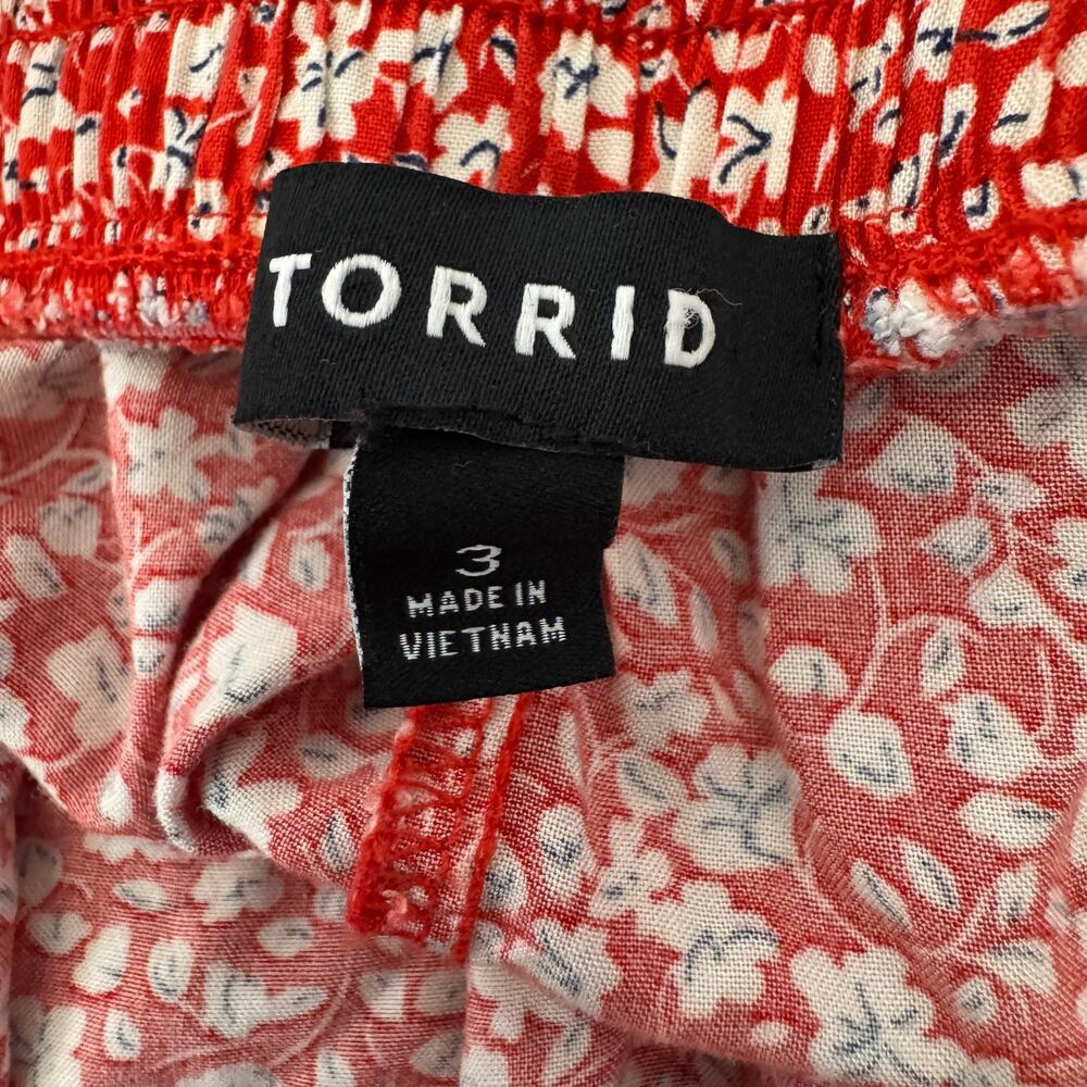 Torrid Maxi Skirt Women’s Size 3X Red Ditsy Floral Full Boho Pull On Feminine - Picture 2 of 11